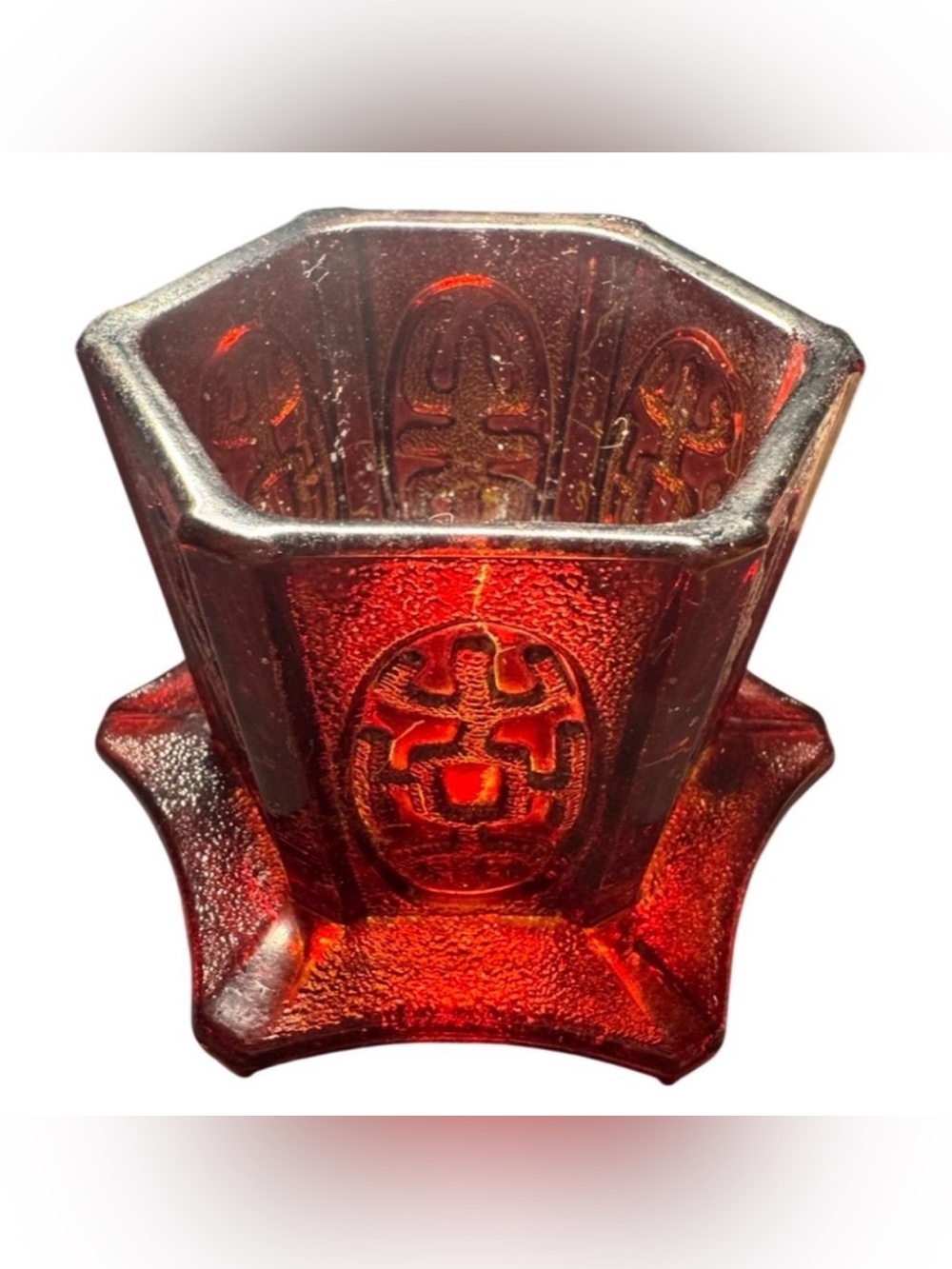 Vintage HOMCO Red Pagoda Fairy Lamp Candle Holder BASE ONLY